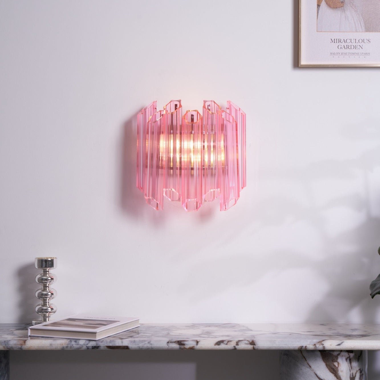 Pink Palermo Murano Wall Light, Hardwired Wall Sconce, detail 11