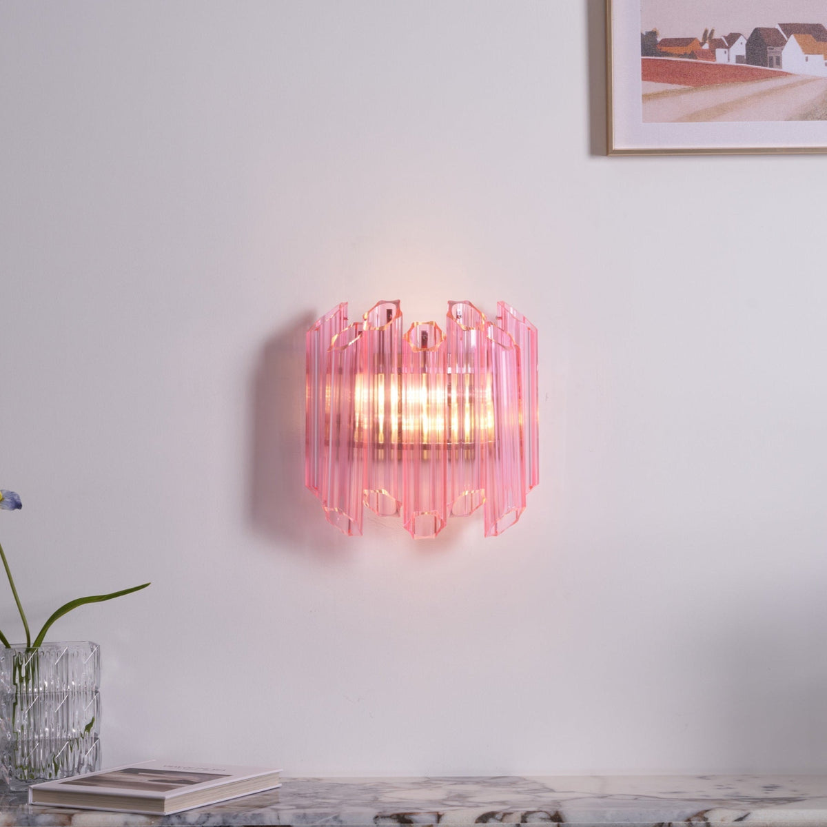 Pink Palermo Murano Wall Light, Hardwired Wall Sconce, detail 6