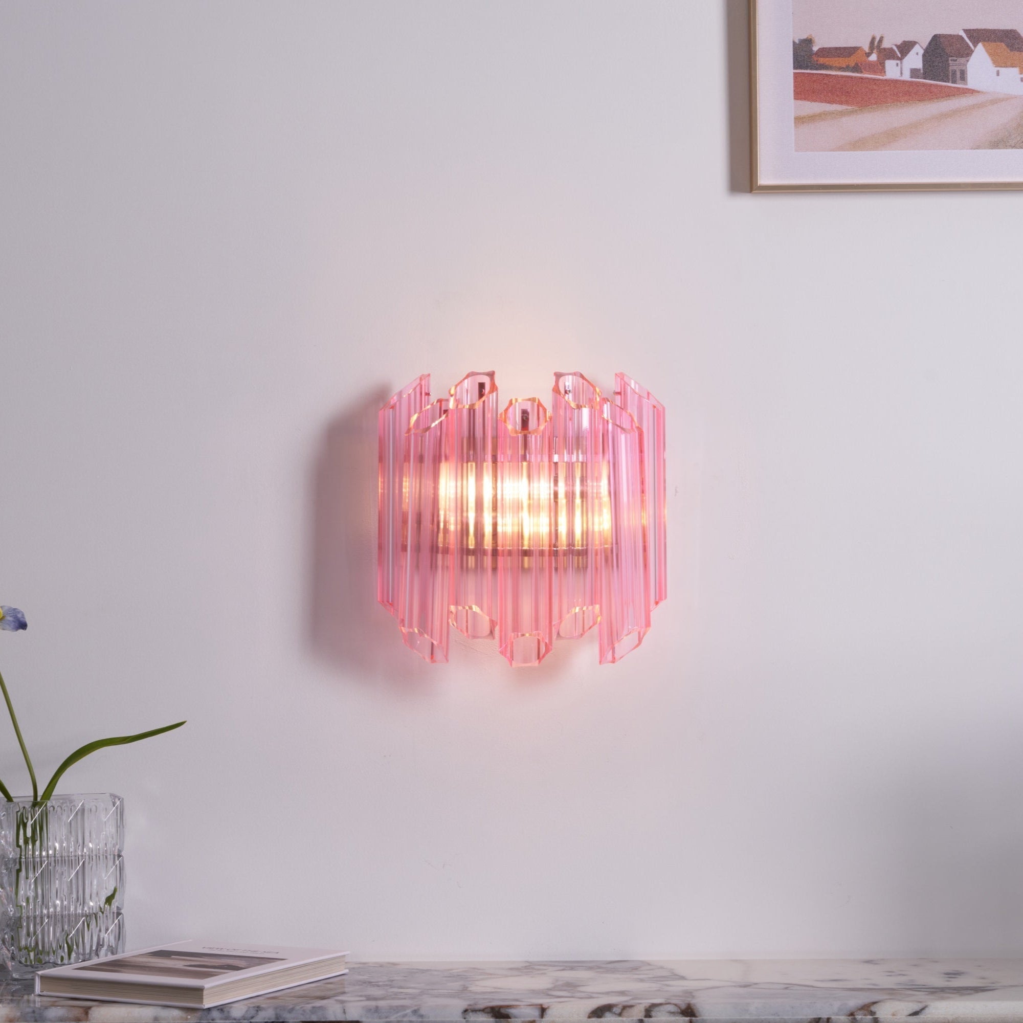 Pink Palermo Murano Wall Light, Hardwired Wall Sconce, detail 6