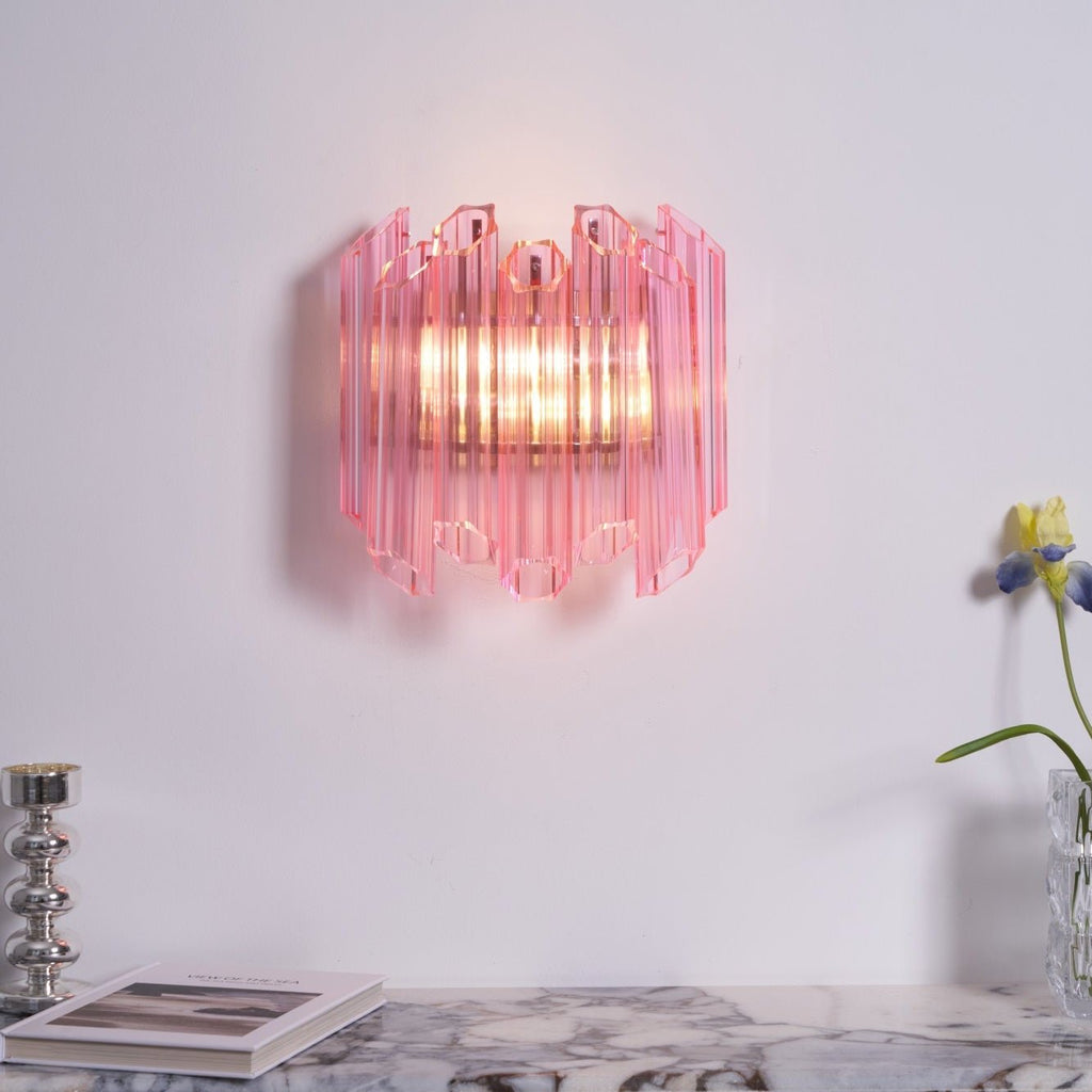 Pink Palermo Murano Wall Light, Hardwired Wall Sconce, detail 12