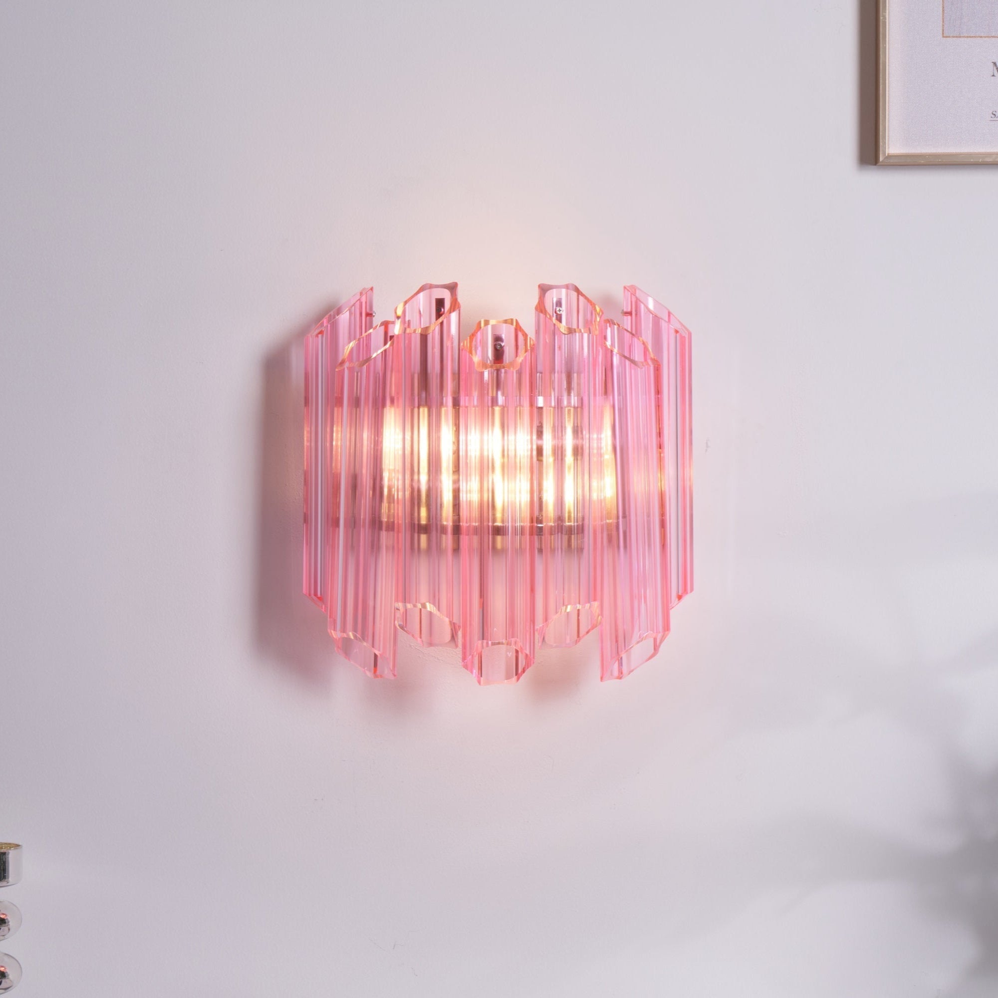 Pink Palermo Murano Wall Light, Hardwired Wall Sconce, detail 7