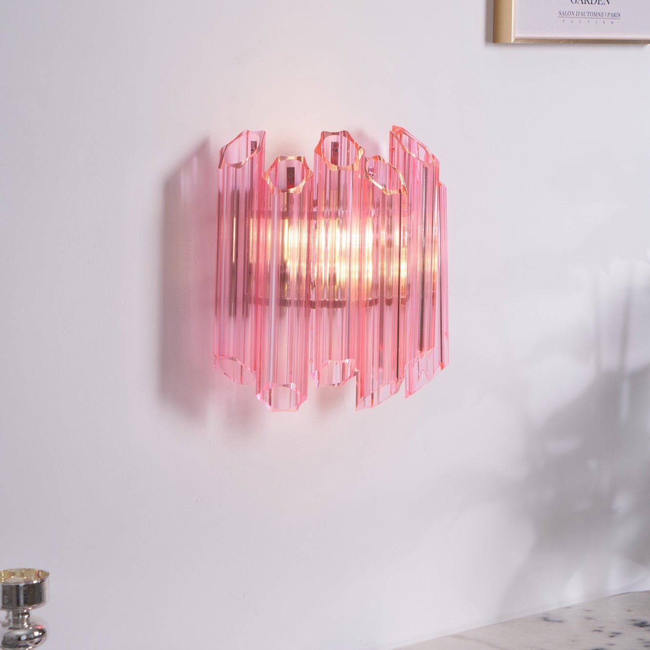 Pink Palermo Murano Wall Light, Hardwired Wall Sconce, detail 3