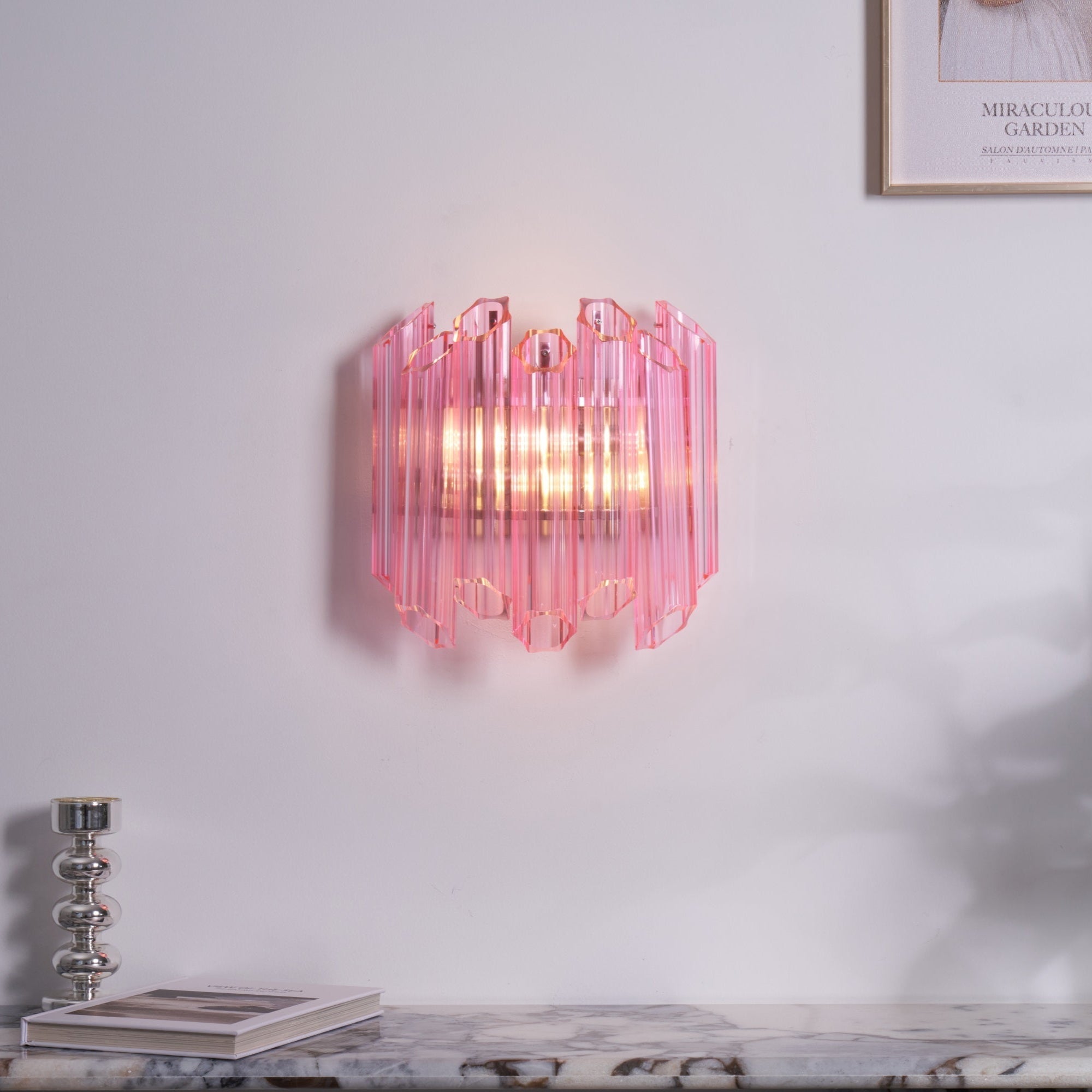 Pink Palermo Murano Wall Light, Hardwired Wall Sconce, detail 2