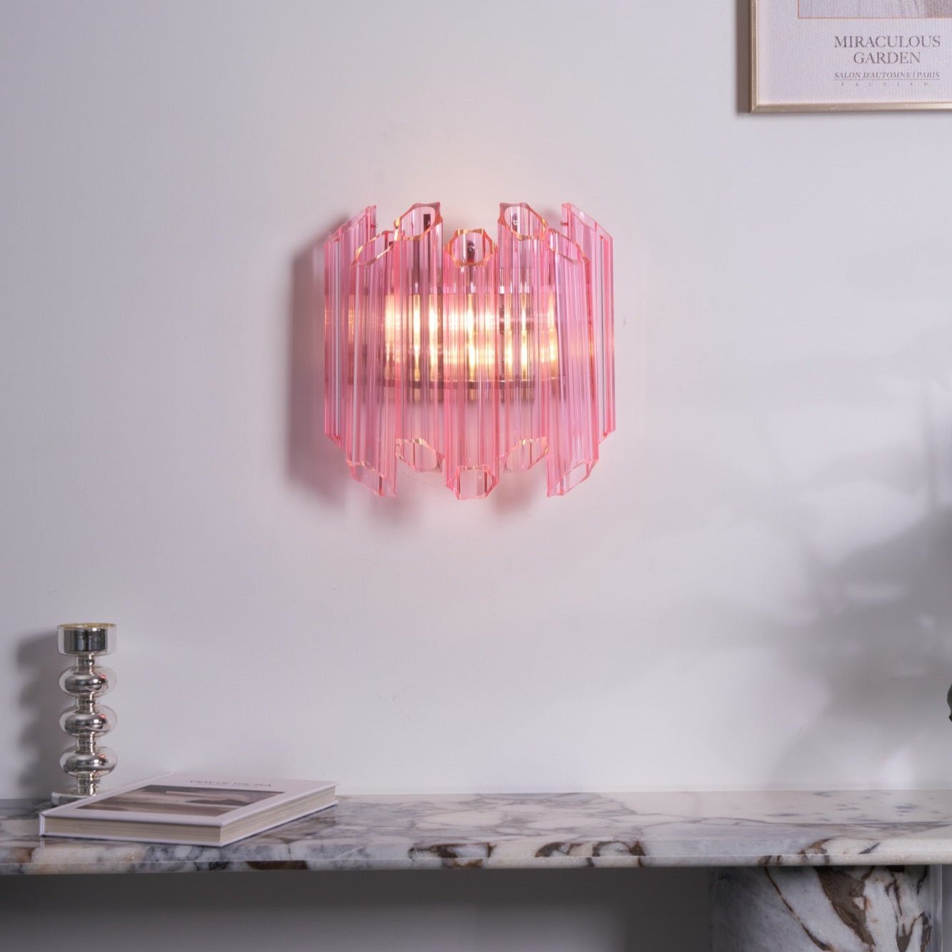 Pink Palermo Murano Wall Light, Hardwired Wall Sconce, detail 5