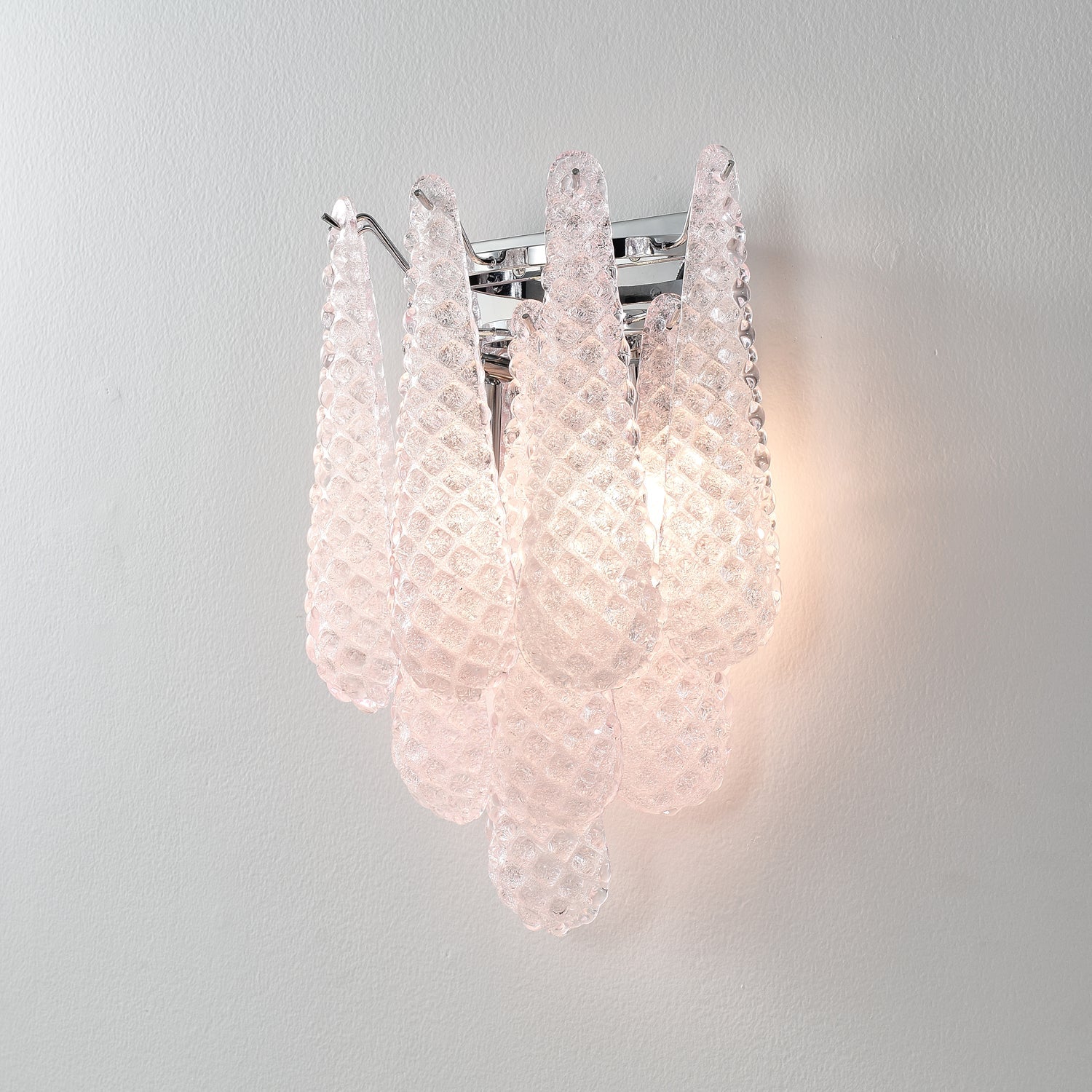 Pink Waffle Wall Light, Hardwired Wall Sconce, detail 3