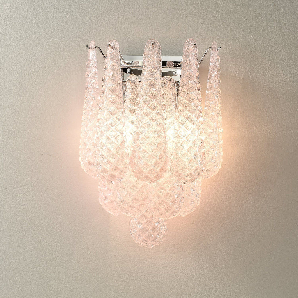 Pink Waffle Wall Light, Hardwired Wall Sconce, detail 6