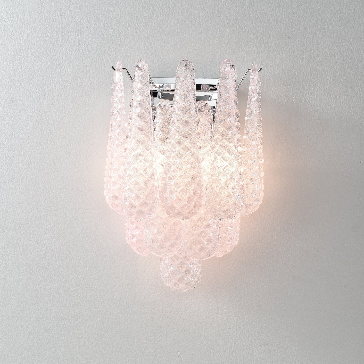 Pink Waffle Wall Light, Hardwired Wall Sconce, detail 4