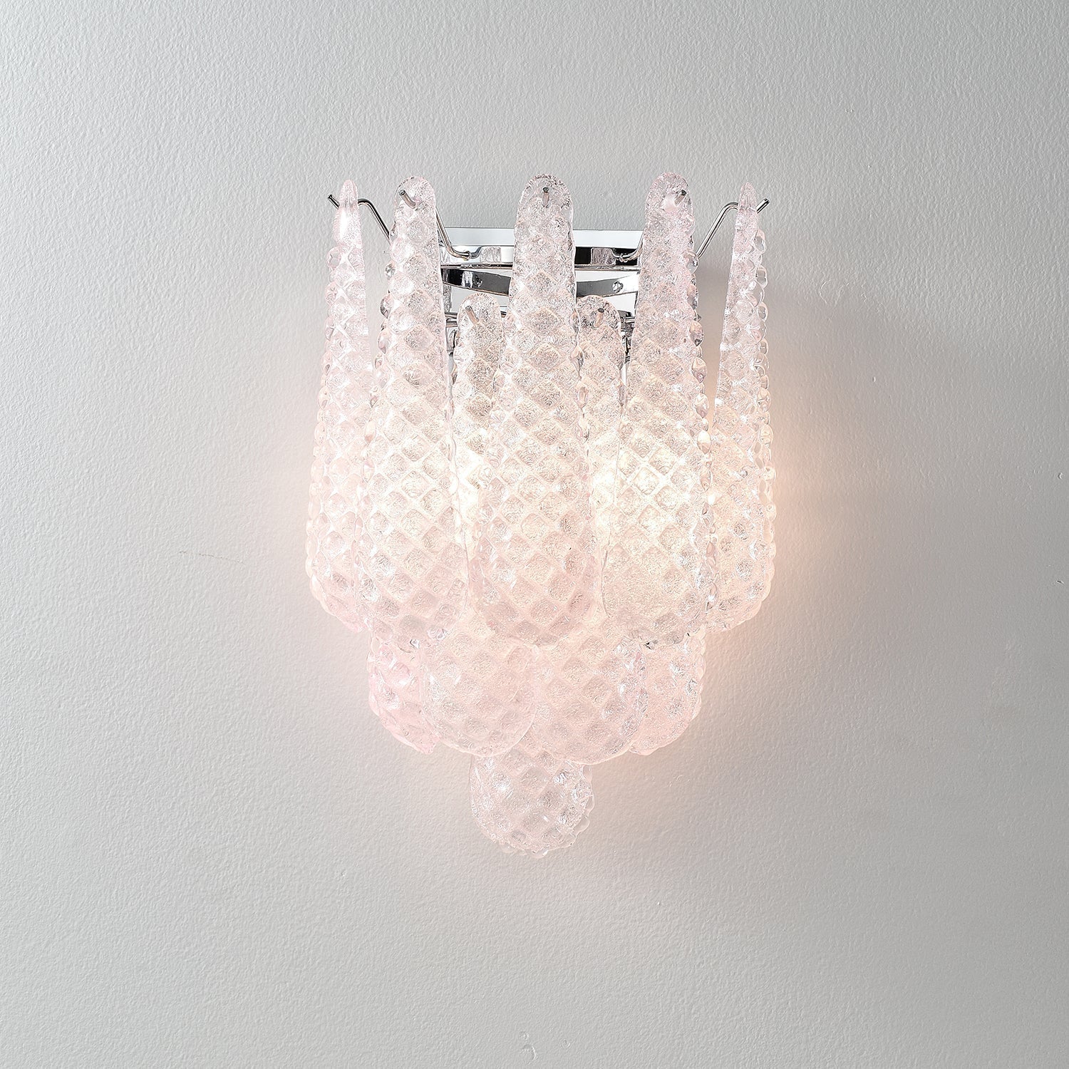 Pink Waffle Wall Light, Hardwired Wall Sconce, detail 2