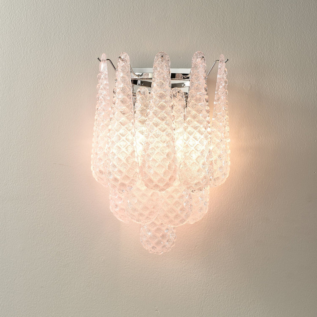 Pink Waffle Wall Light, Hardwired Wall Sconce, detail 7