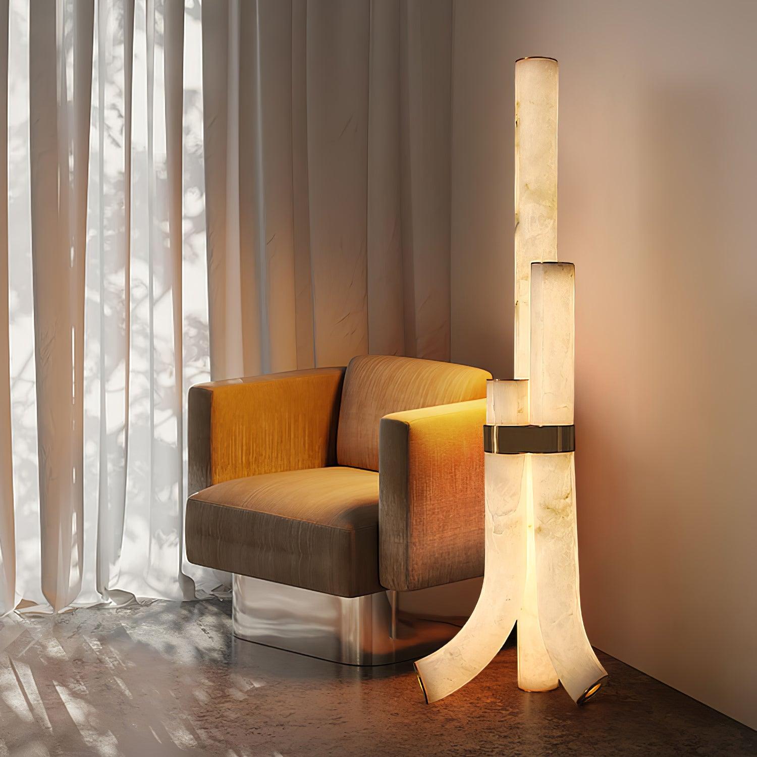 Piped Alabaster Floor Light, Floor Lamp, detail 2