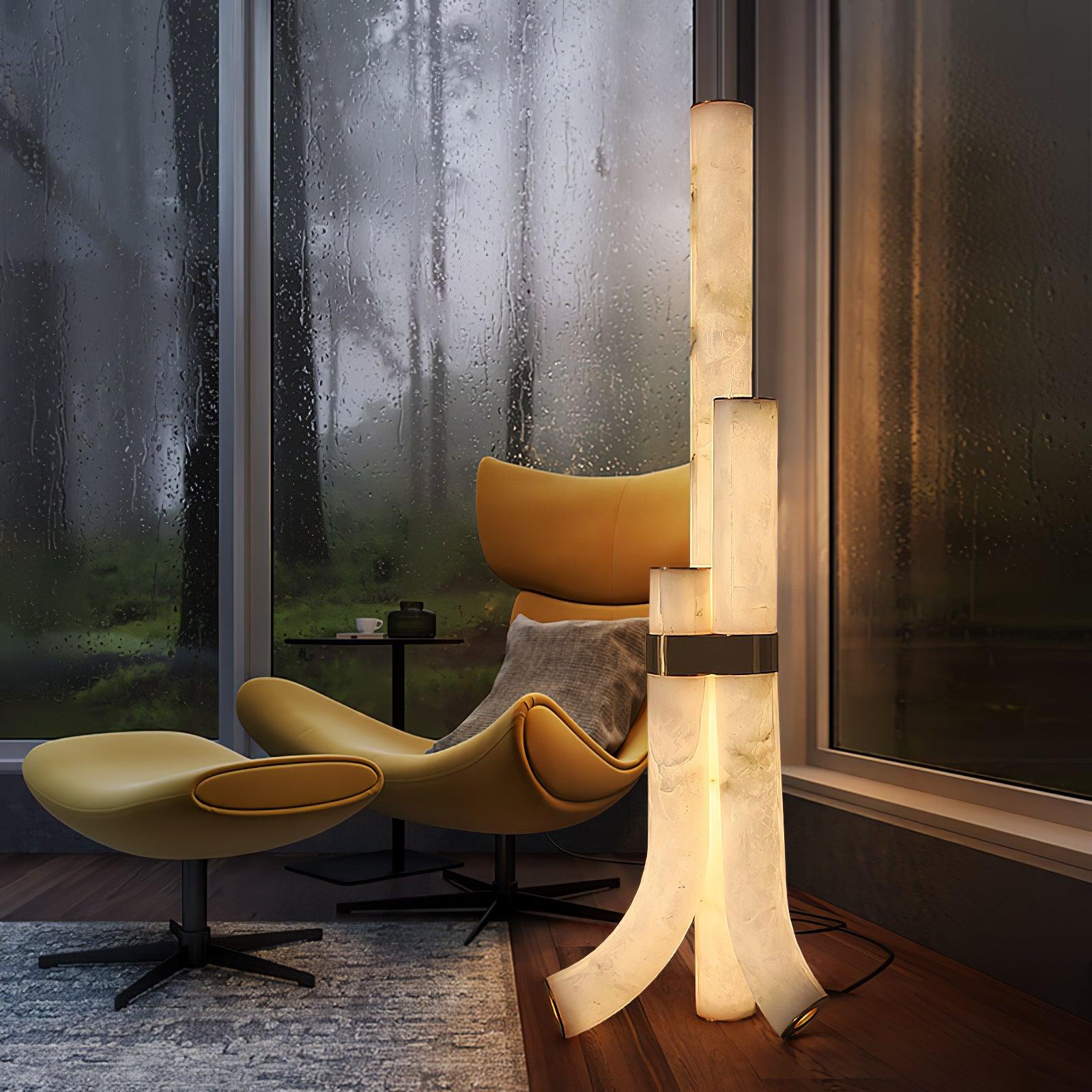 Piped Alabaster Floor Light, Floor Lamp, detail 3