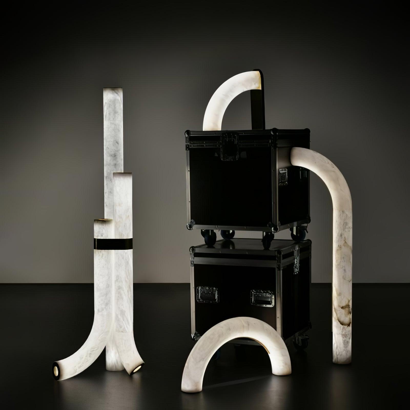 Piped Alabaster Floor Light, Floor Lamp, detail 9