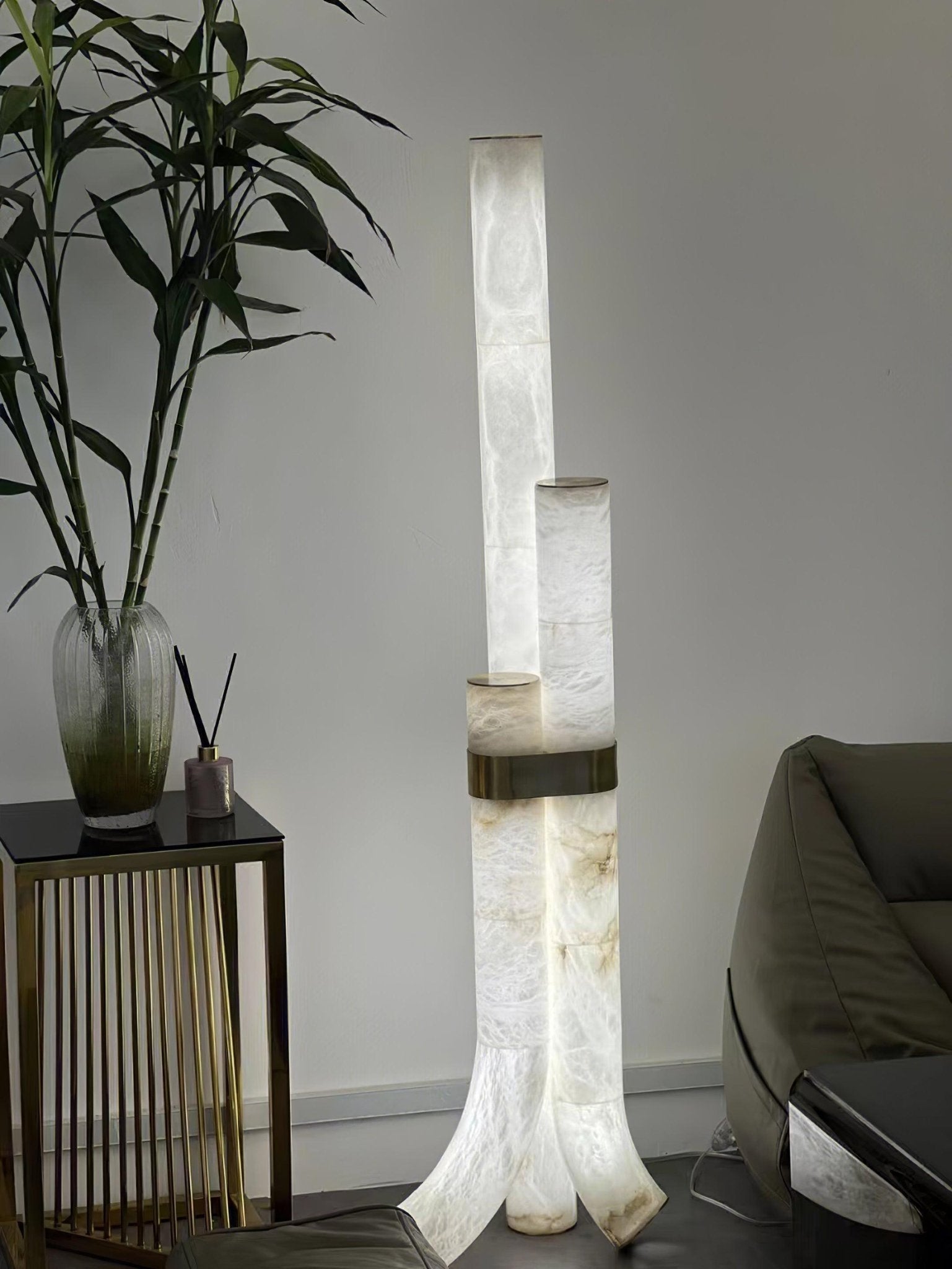 Piped Alabaster Floor Light, Floor Lamp, detail 10