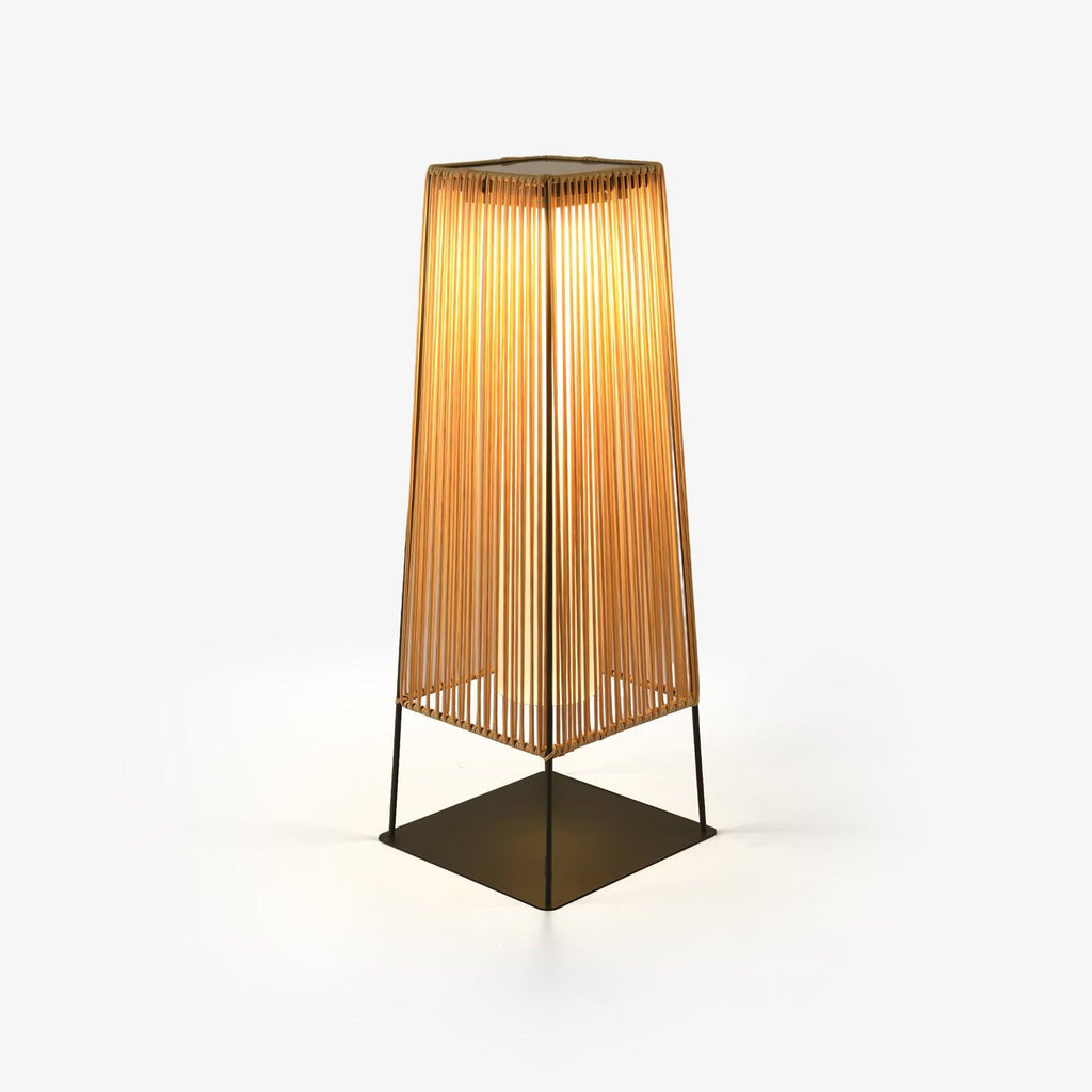 Plastic Rattan Exterior Post Light, Outdoor Wall Light, Metal, L 9.4″ x W 9.4″ x H 18.9″