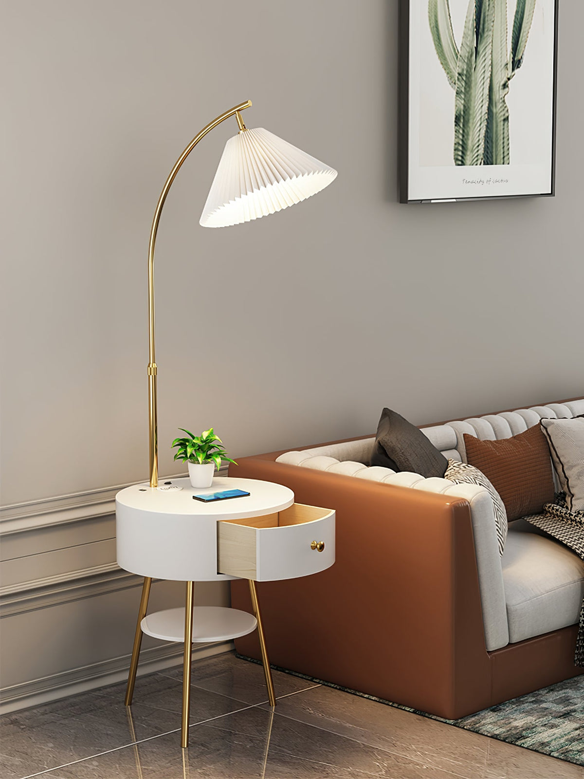 Pleated Arc Reading Lamp Standing Light, Bedside Table Lamp, detail 13