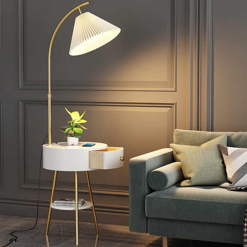 Pleated Arc Reading Lamp Standing Light, Bedside Table Lamp, detail 2
