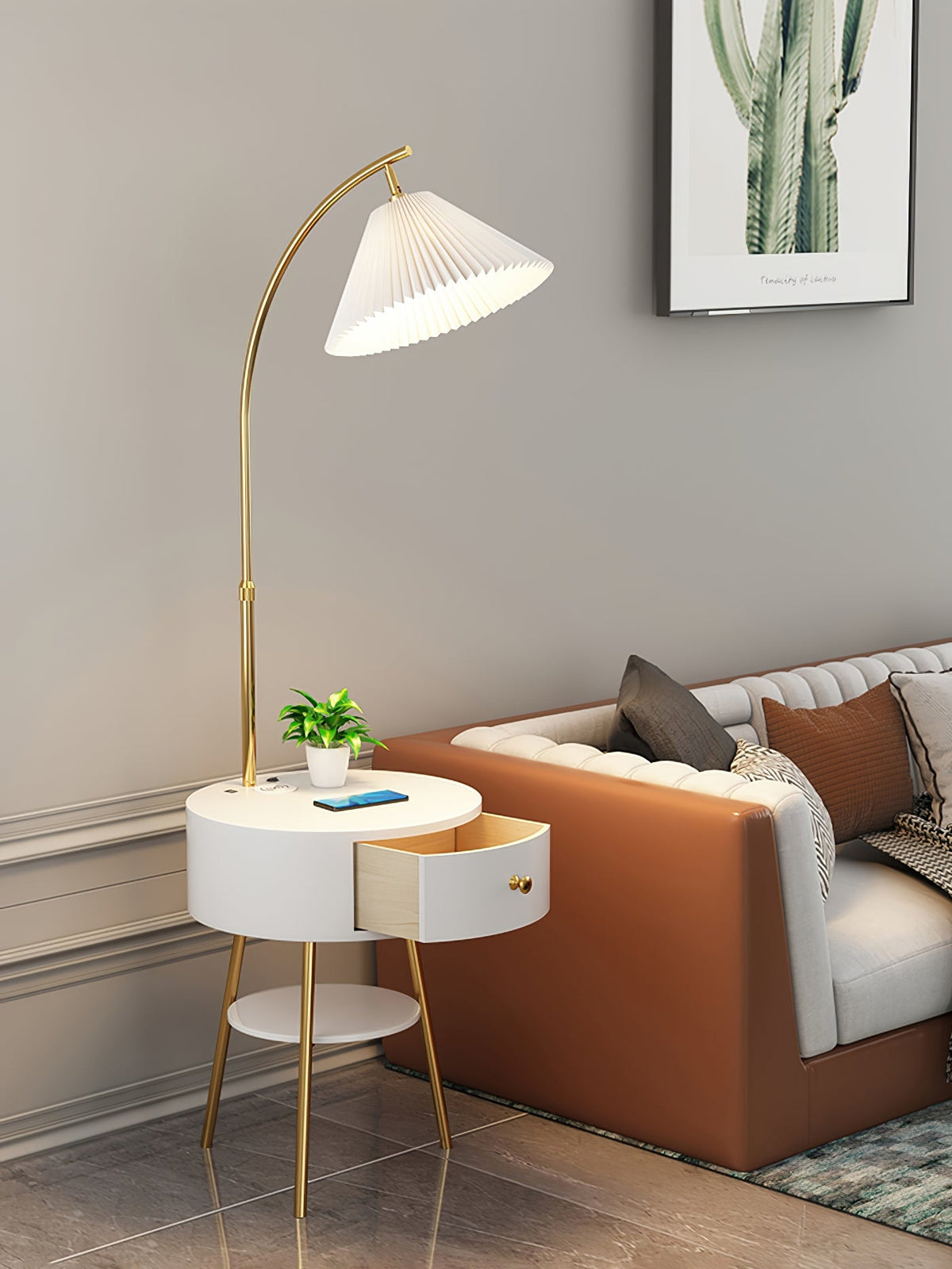 Pleated Arc Reading Lamp Standing Light, Bedside Table Lamp, detail 22