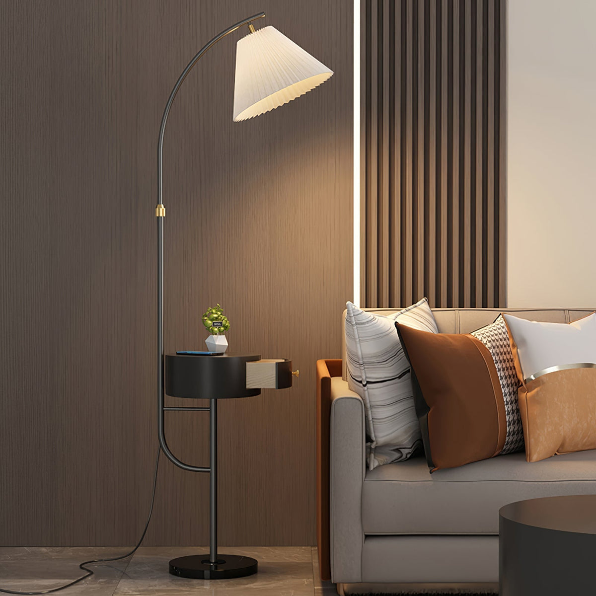 Pleated Arc Reading Lamp Standing Light, Bedside Table Lamp, detail 37