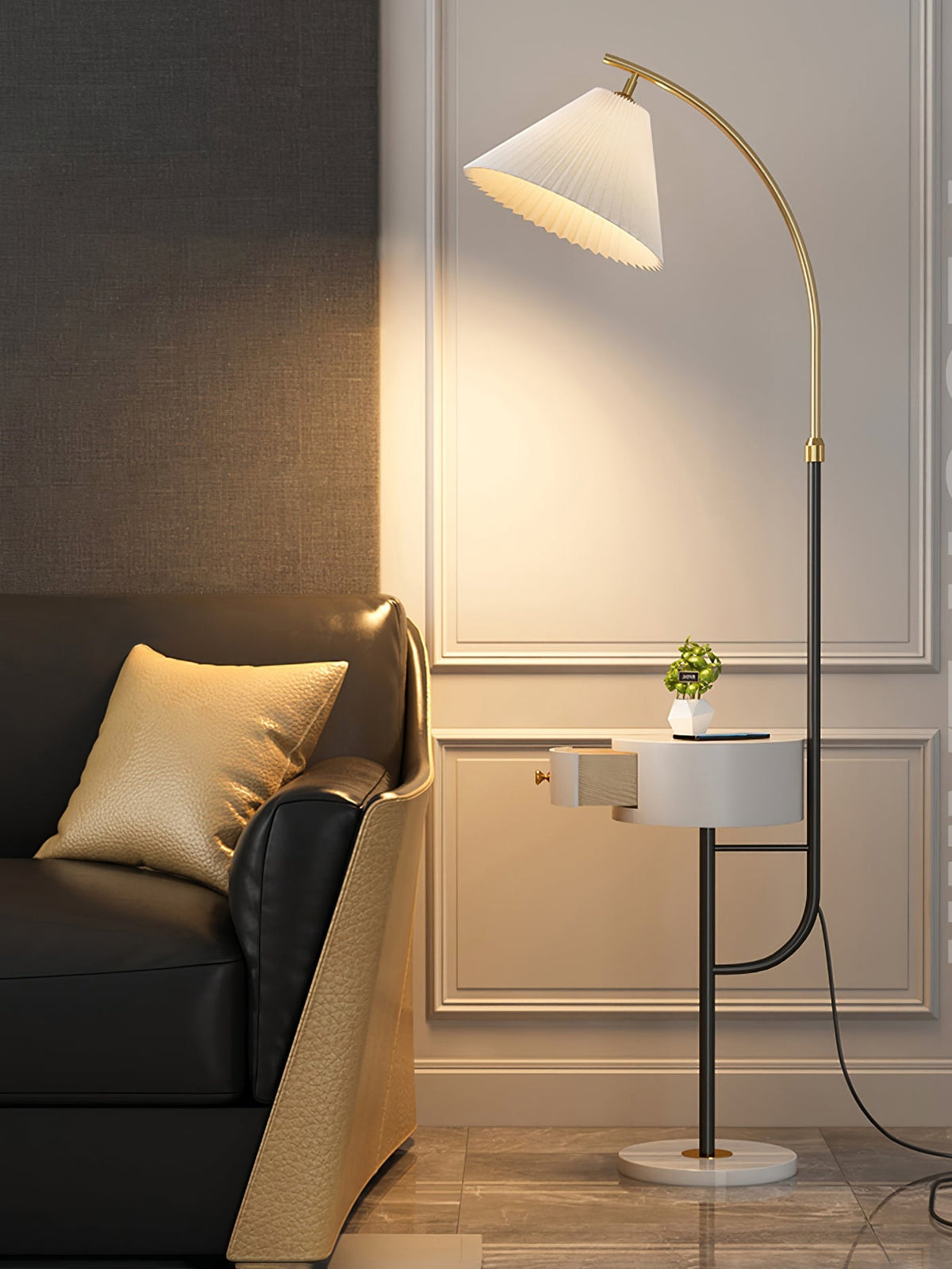 Pleated Arc Reading Lamp Standing Light, Bedside Table Lamp, detail 34