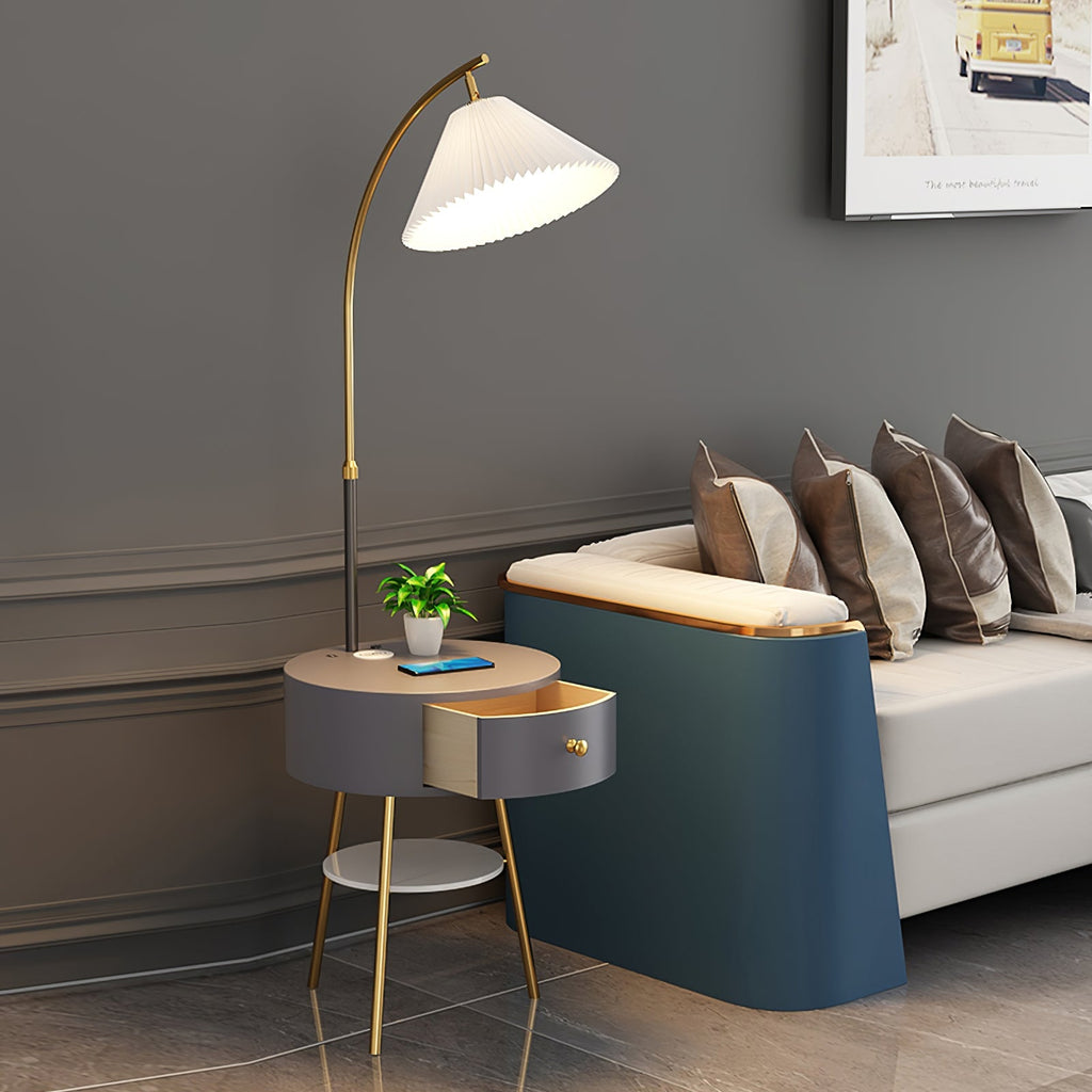 Pleated Arc Reading Lamp Standing Light, Bedside Table Lamp, detail 12