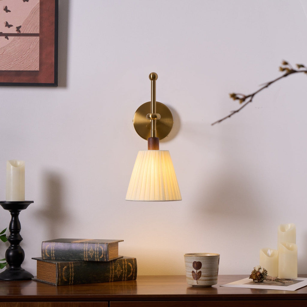 Pleated Fabric Wall Light, Hardwired Wall Sconce, detail 8
