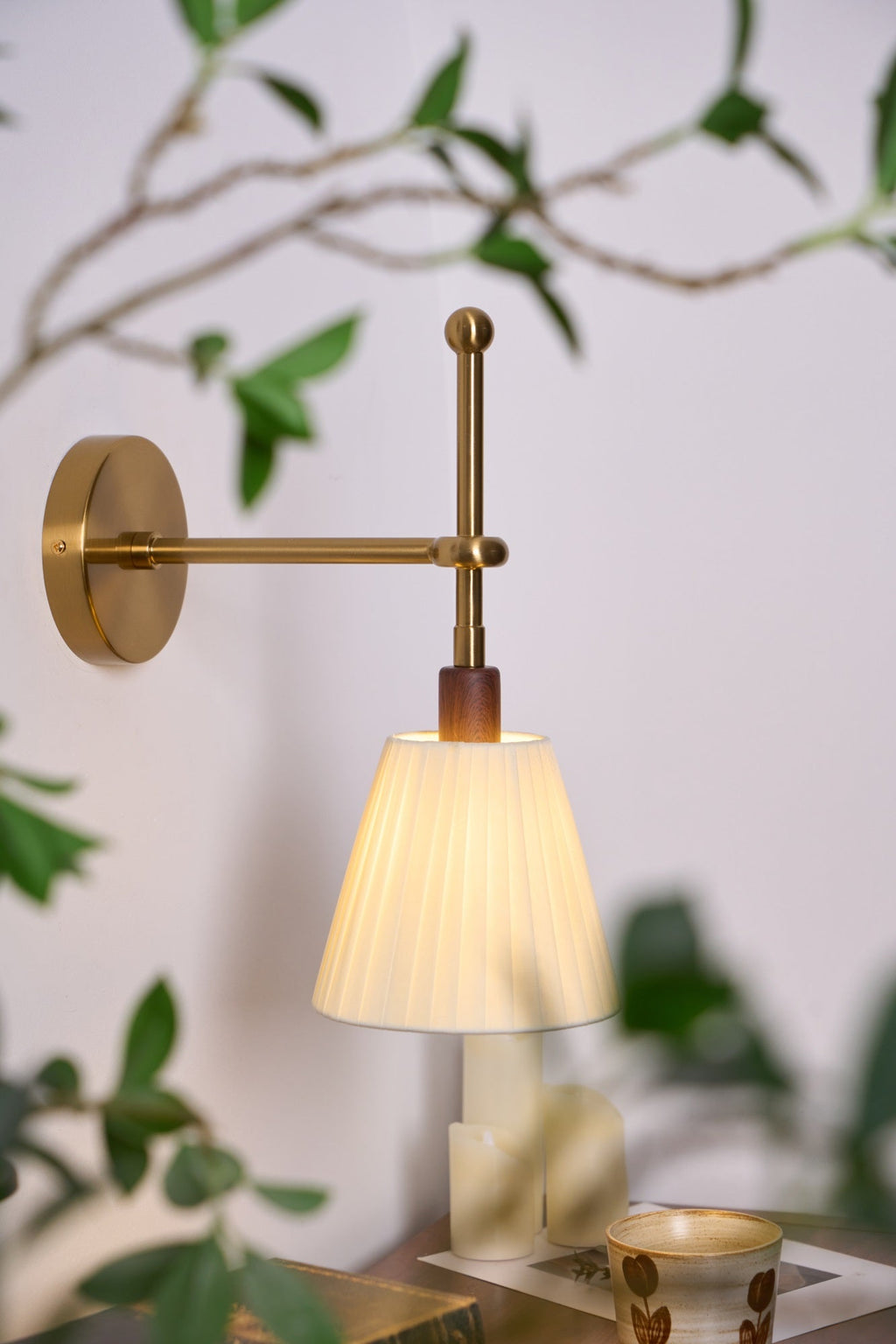 Pleated Fabric Wall Light, Hardwired Wall Sconce, detail 15