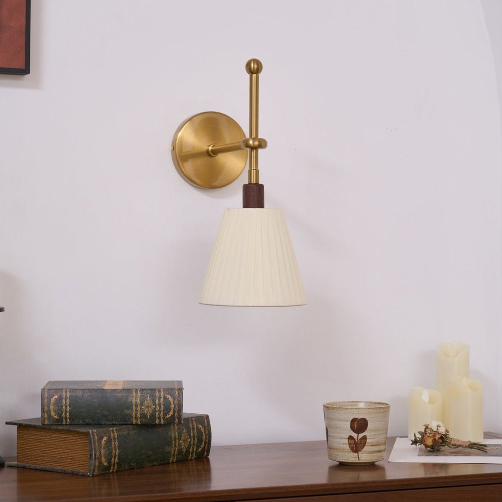 Pleated Fabric Wall Light, Hardwired Wall Sconce, detail 4