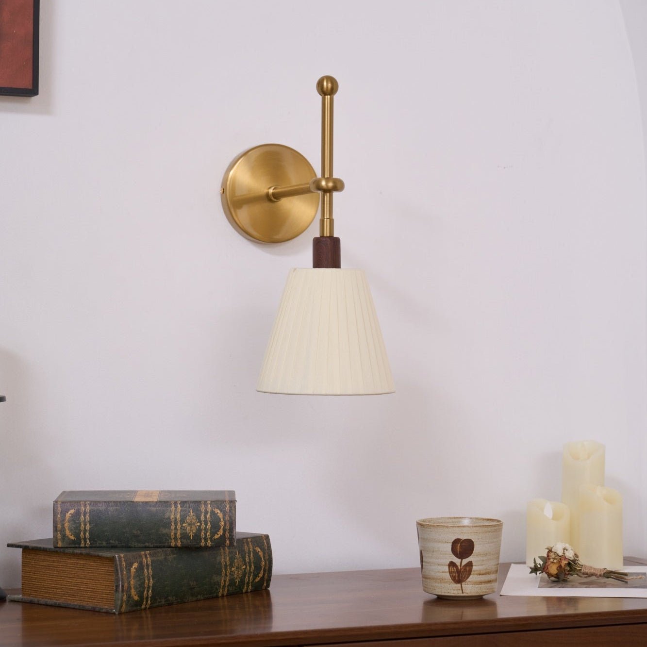 Pleated Fabric Wall Light, Hardwired Wall Sconce, detail 4