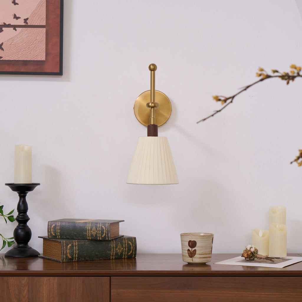 Pleated Fabric Wall Light, Hardwired Wall Sconce, detail 9