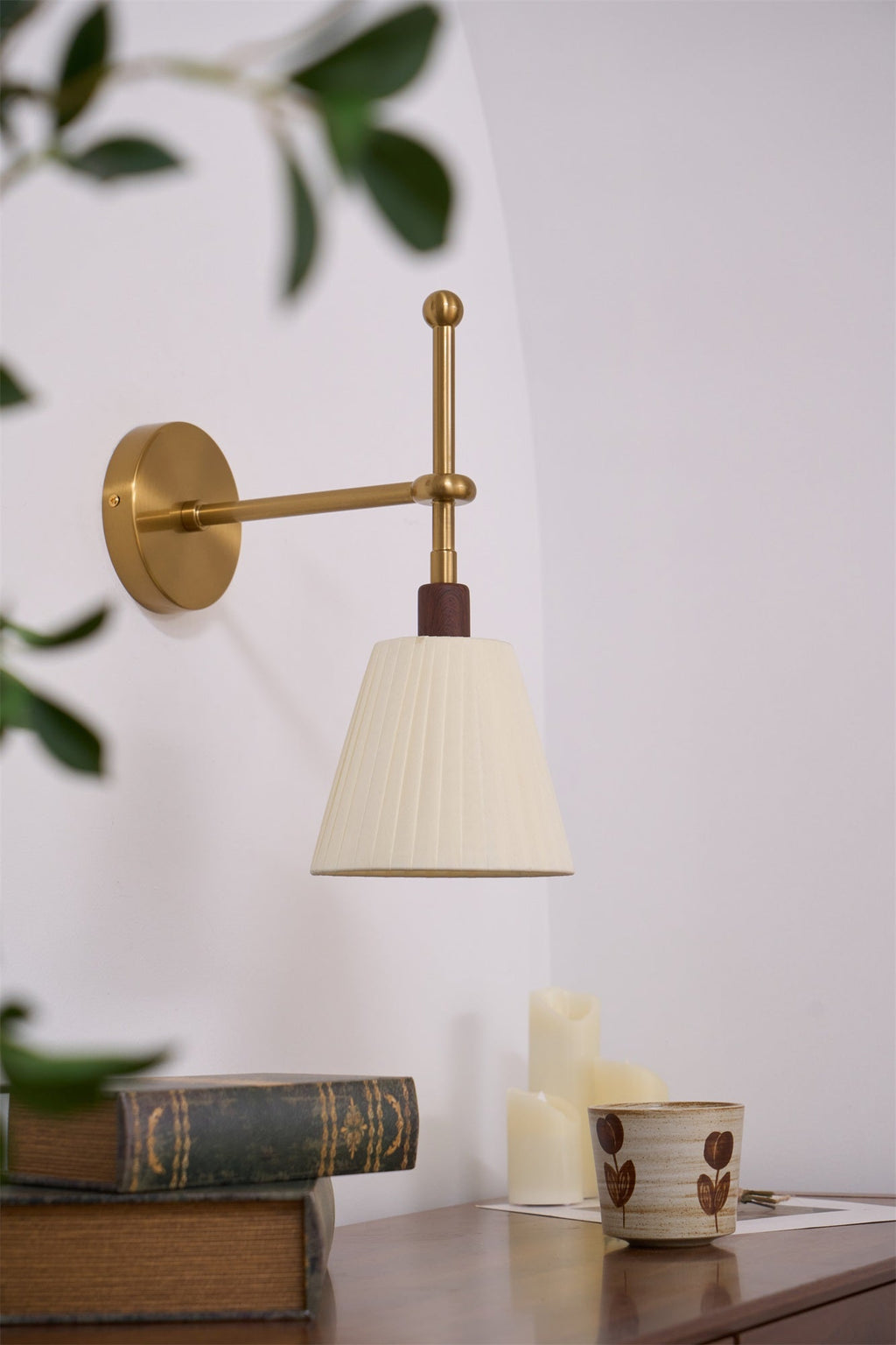 Pleated Fabric Wall Light, Hardwired Wall Sconce, detail 16