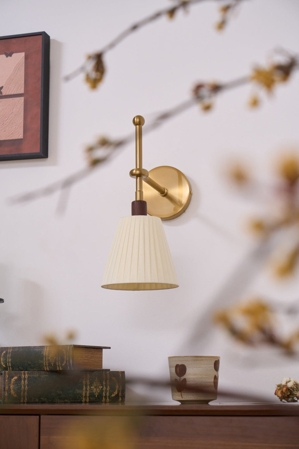 Pleated Fabric Wall Light, Hardwired Wall Sconce, detail 17