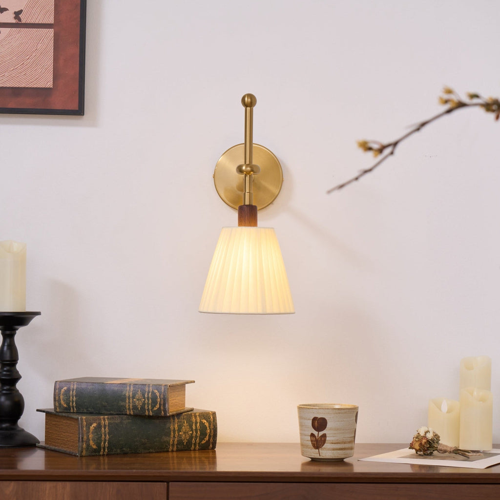 Pleated Fabric Wall Light, Hardwired Wall Sconce, detail 18