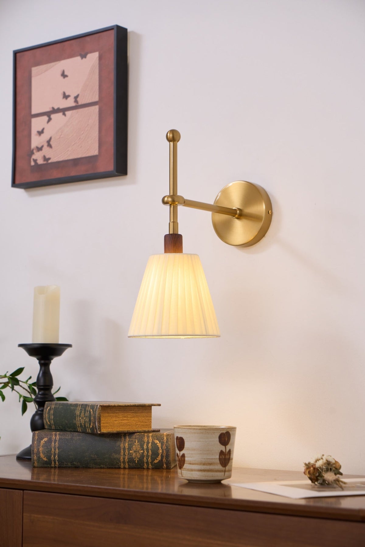 Pleated Fabric Wall Light, Hardwired Wall Sconce, detail 19