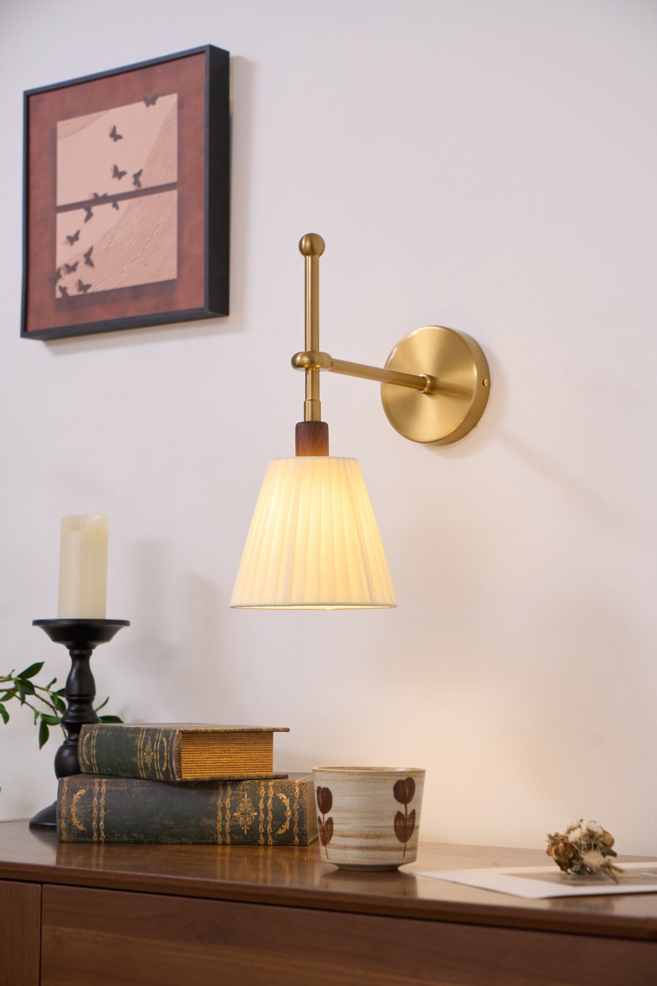 Pleated Fabric Wall Light, Hardwired Wall Sconce, detail 19