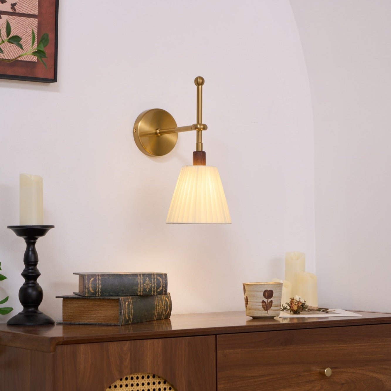 Pleated Fabric Wall Light, Hardwired Wall Sconce, detail 5