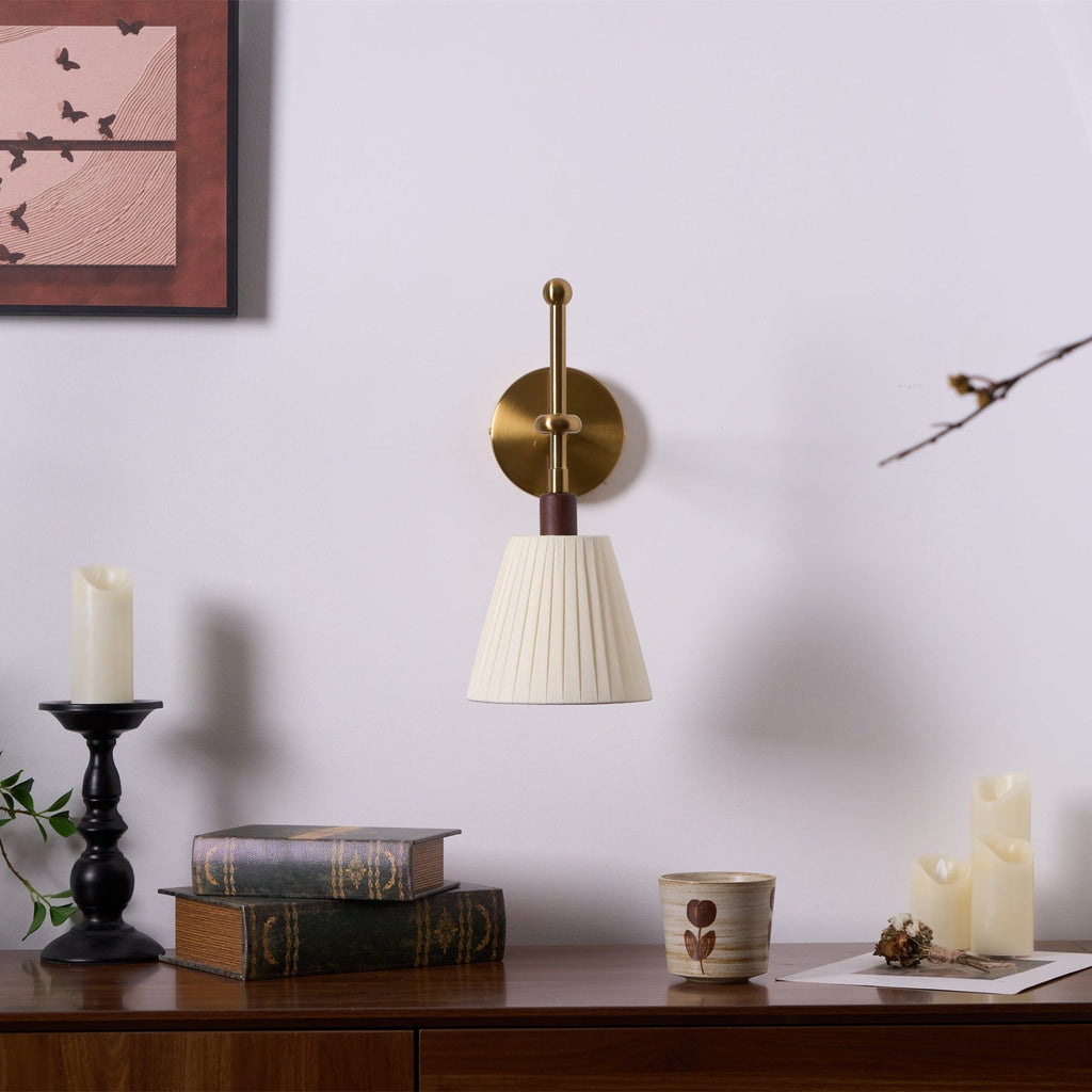 Pleated Fabric Wall Light, Hardwired Wall Sconce, detail 10