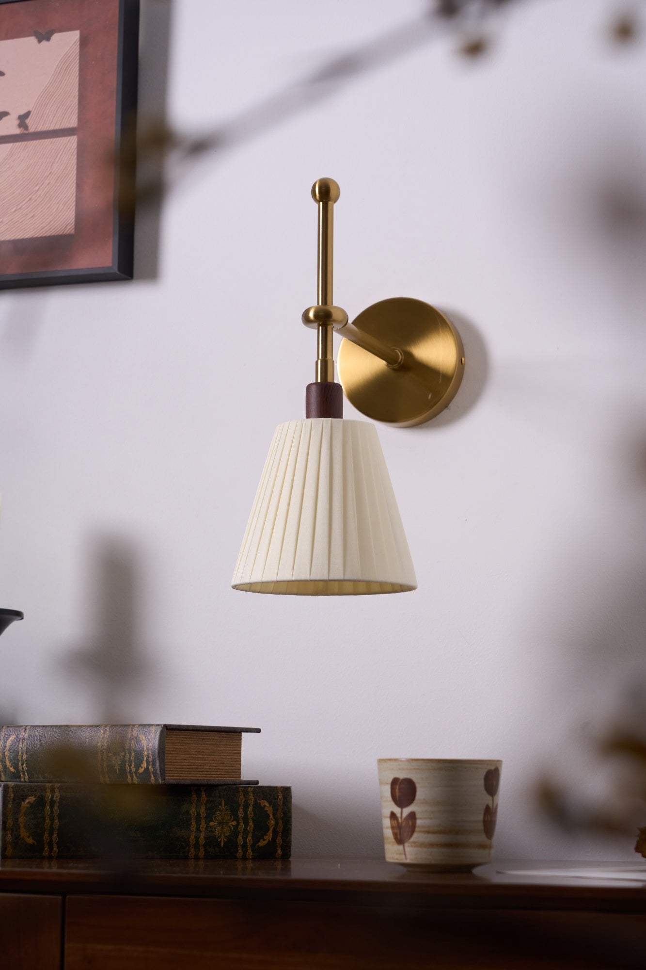 Pleated Fabric Wall Light, Hardwired Wall Sconce, detail 11