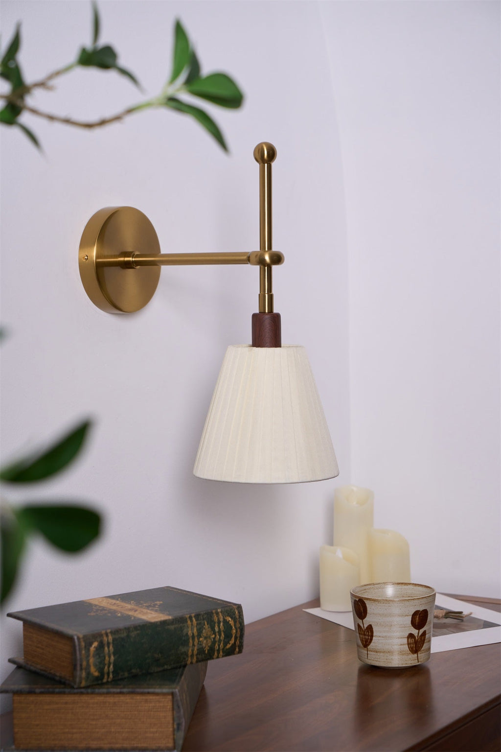 Pleated Fabric Wall Light, Hardwired Wall Sconce, detail 12