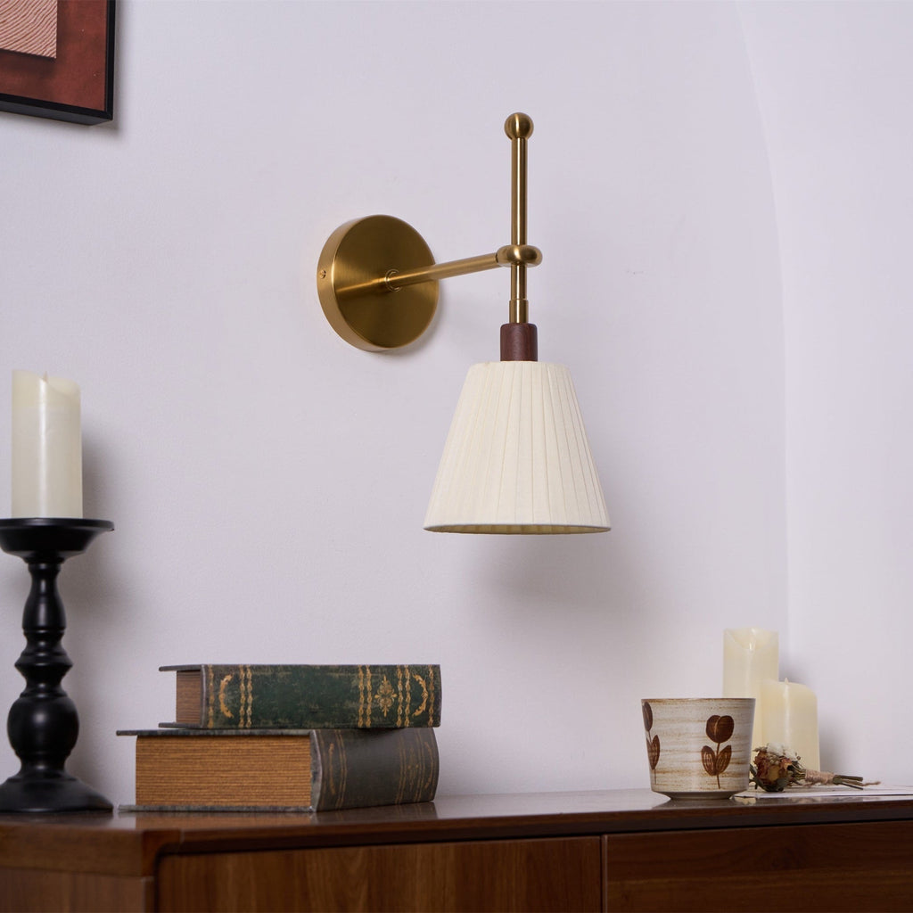 Pleated Fabric Wall Light, Hardwired Wall Sconce, detail 7