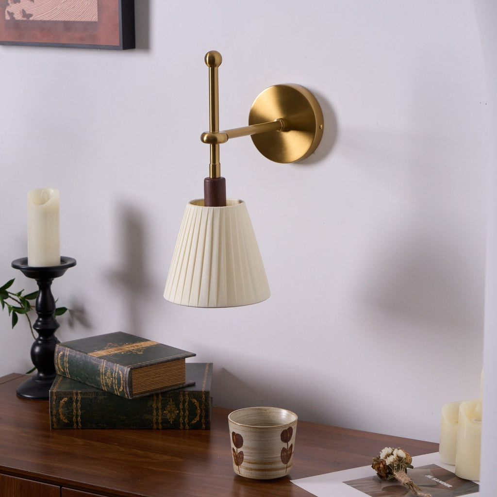 Pleated Fabric Wall Light, Hardwired Wall Sconce, detail 6