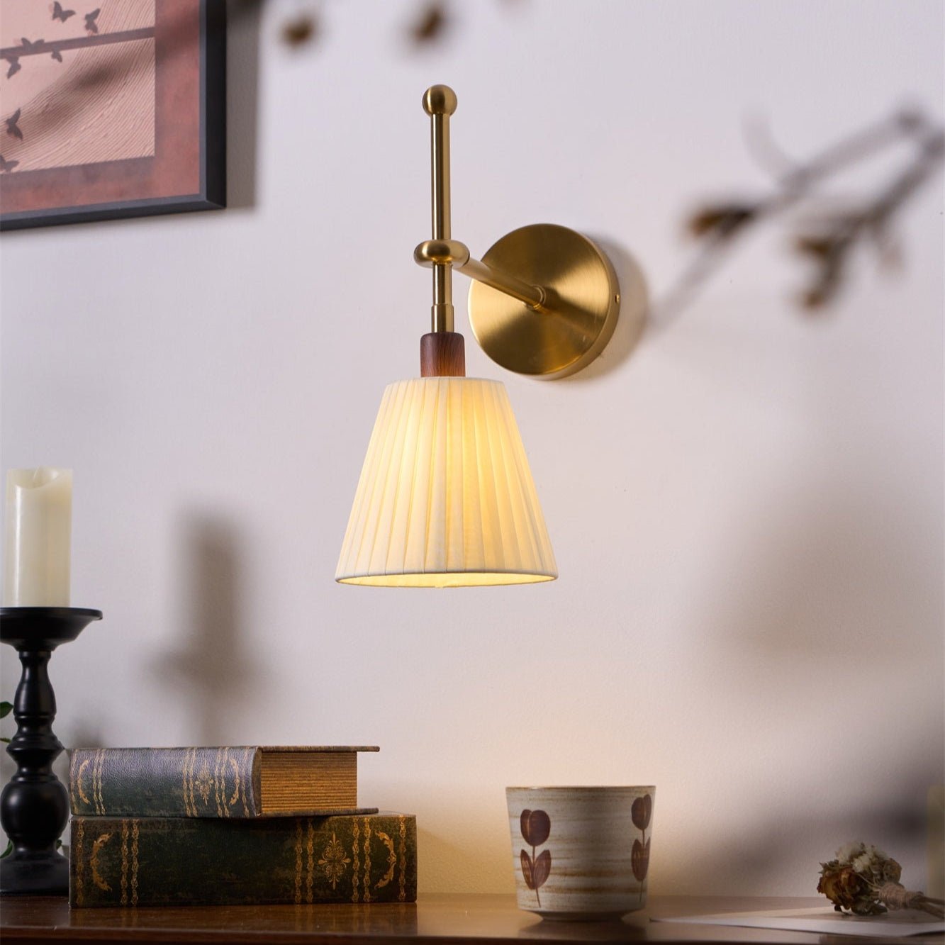 Pleated Fabric Wall Light, Hardwired Wall Sconce, detail 13
