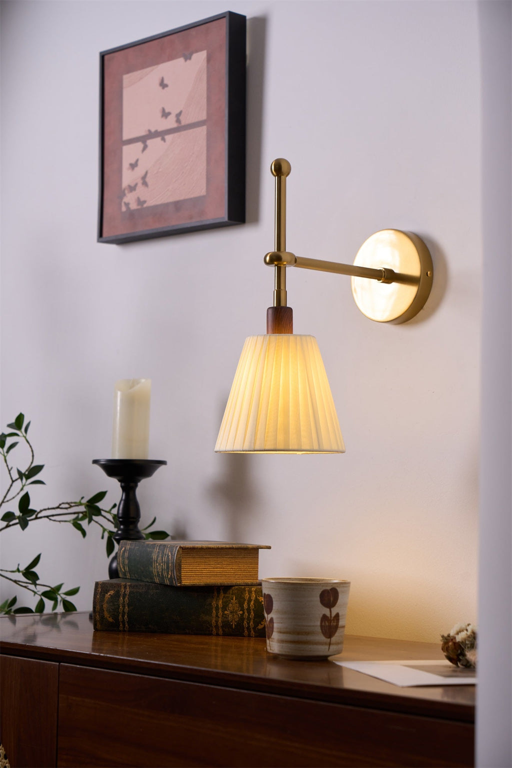 Pleated Fabric Wall Light, Hardwired Wall Sconce, detail 14