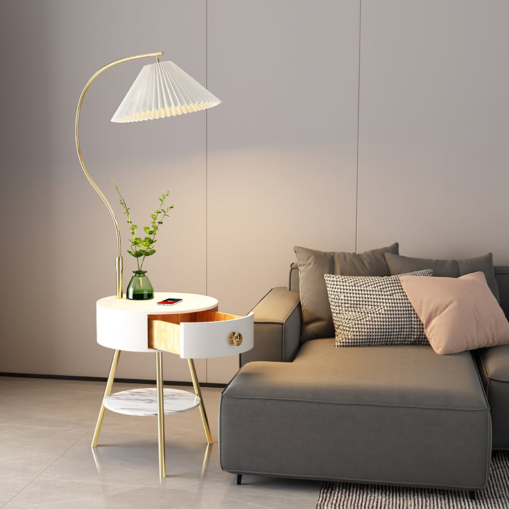 Pleated Nightstand Reading Lamp Standing Light, Bedside Table Lamp, detail 19