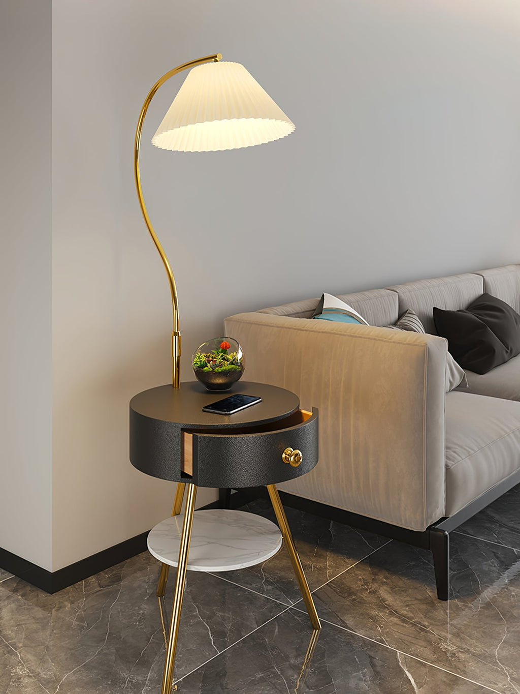 Pleated Nightstand Reading Lamp Standing Light, Bedside Table Lamp, detail 20