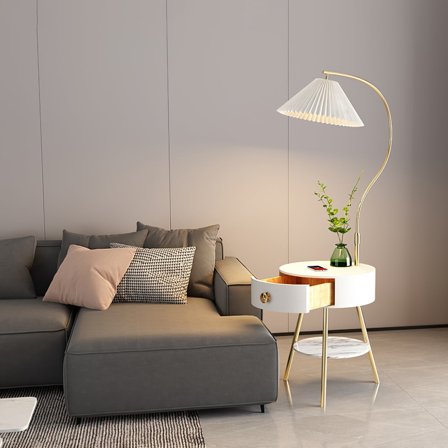 Pleated Nightstand Reading Lamp Standing Light, Bedside Table Lamp, detail 2