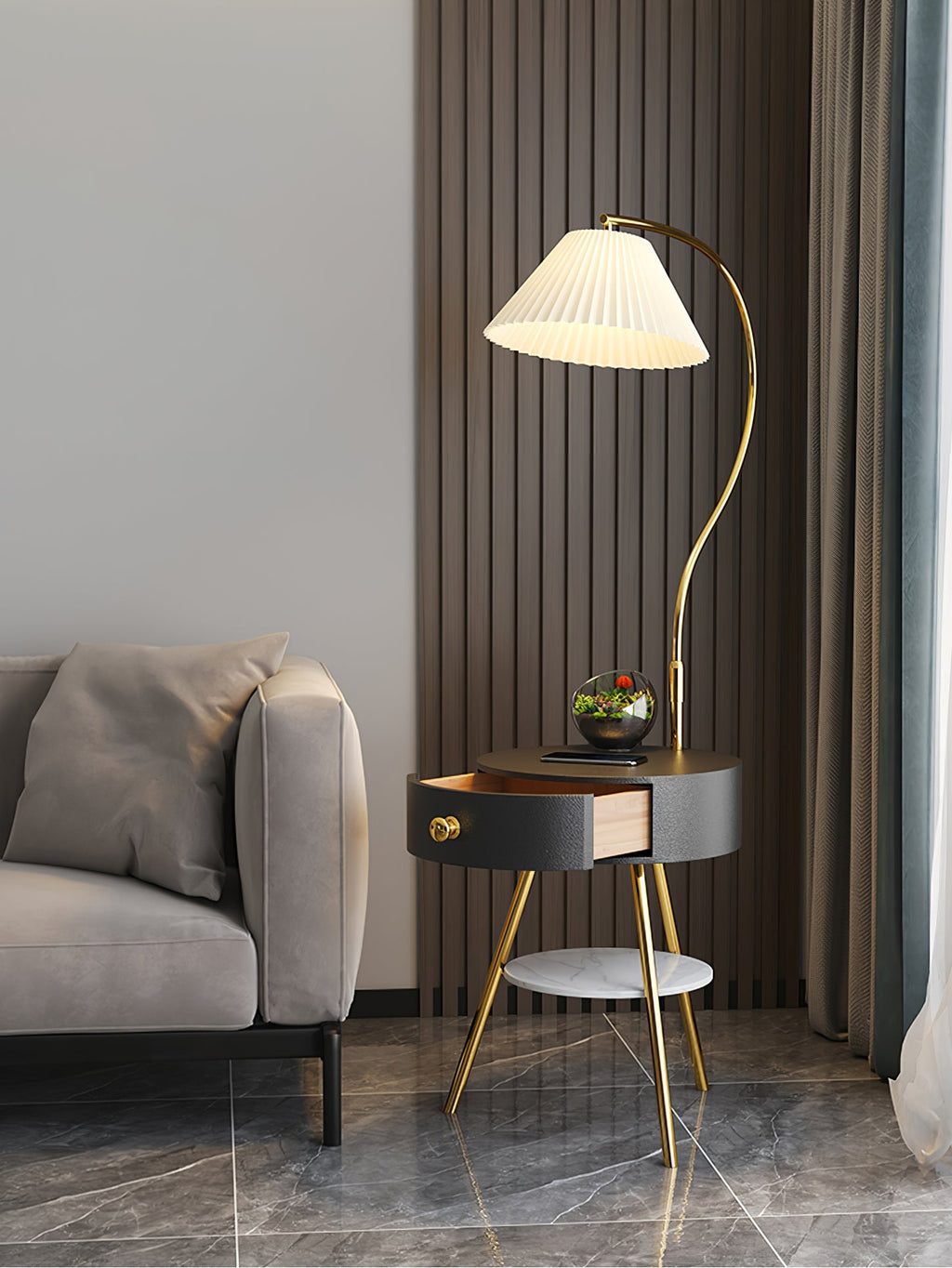 Pleated Nightstand Reading Lamp Standing Light, Bedside Table Lamp, detail 21