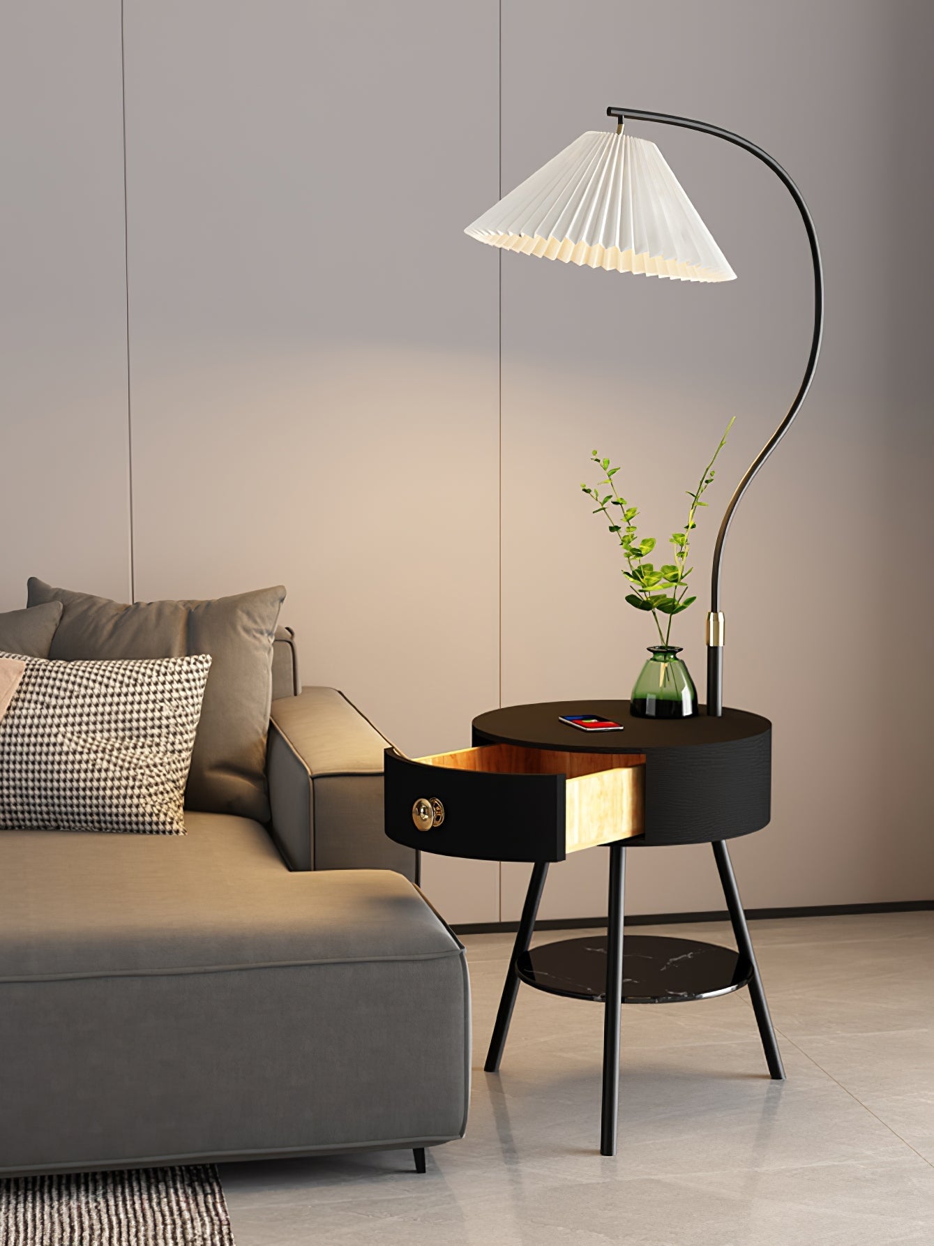 Pleated Nightstand Reading Lamp Standing Light, Bedside Table Lamp, detail 22