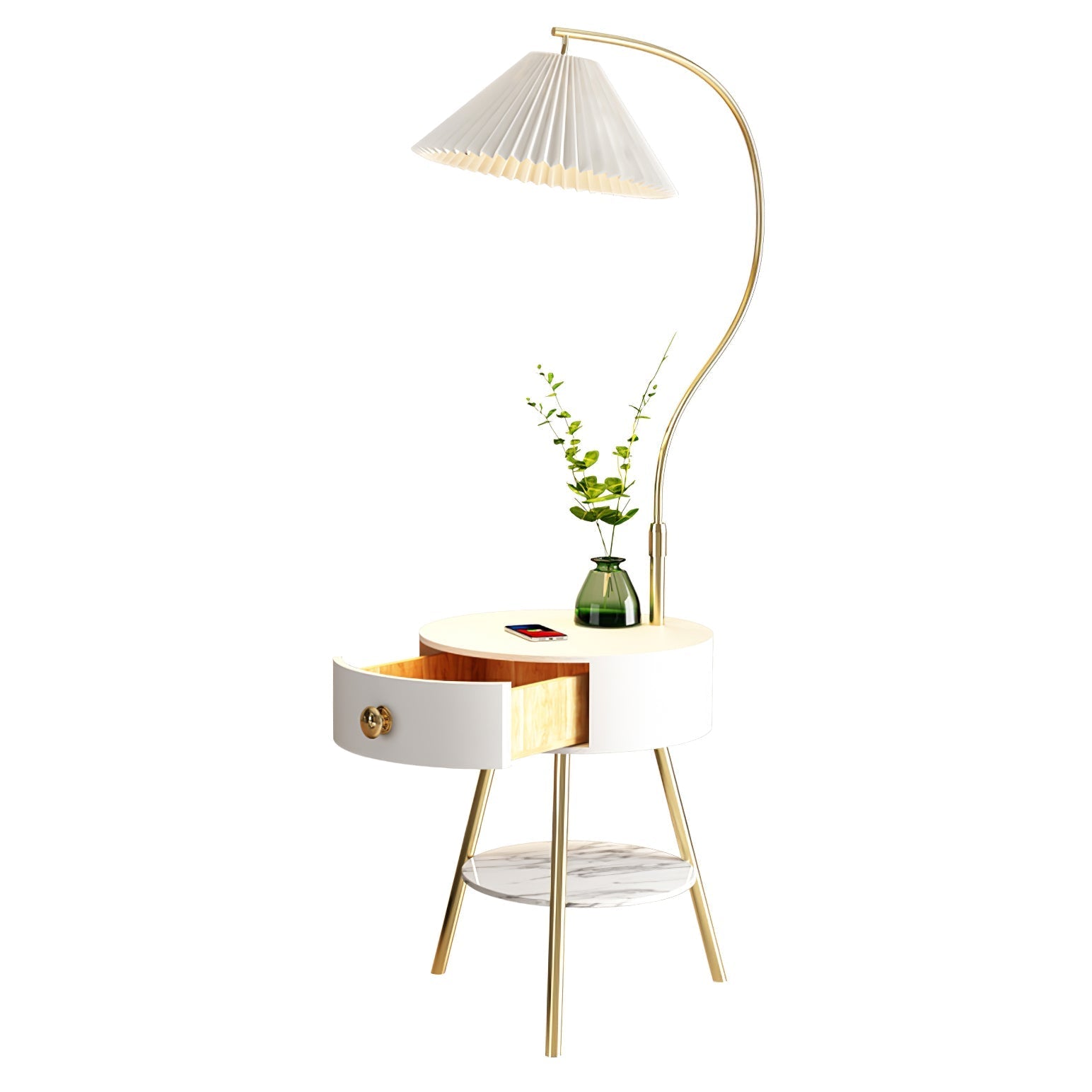 Pleated Nightstand Reading Lamp Standing Light, Bedside Table Lamp, detail 26