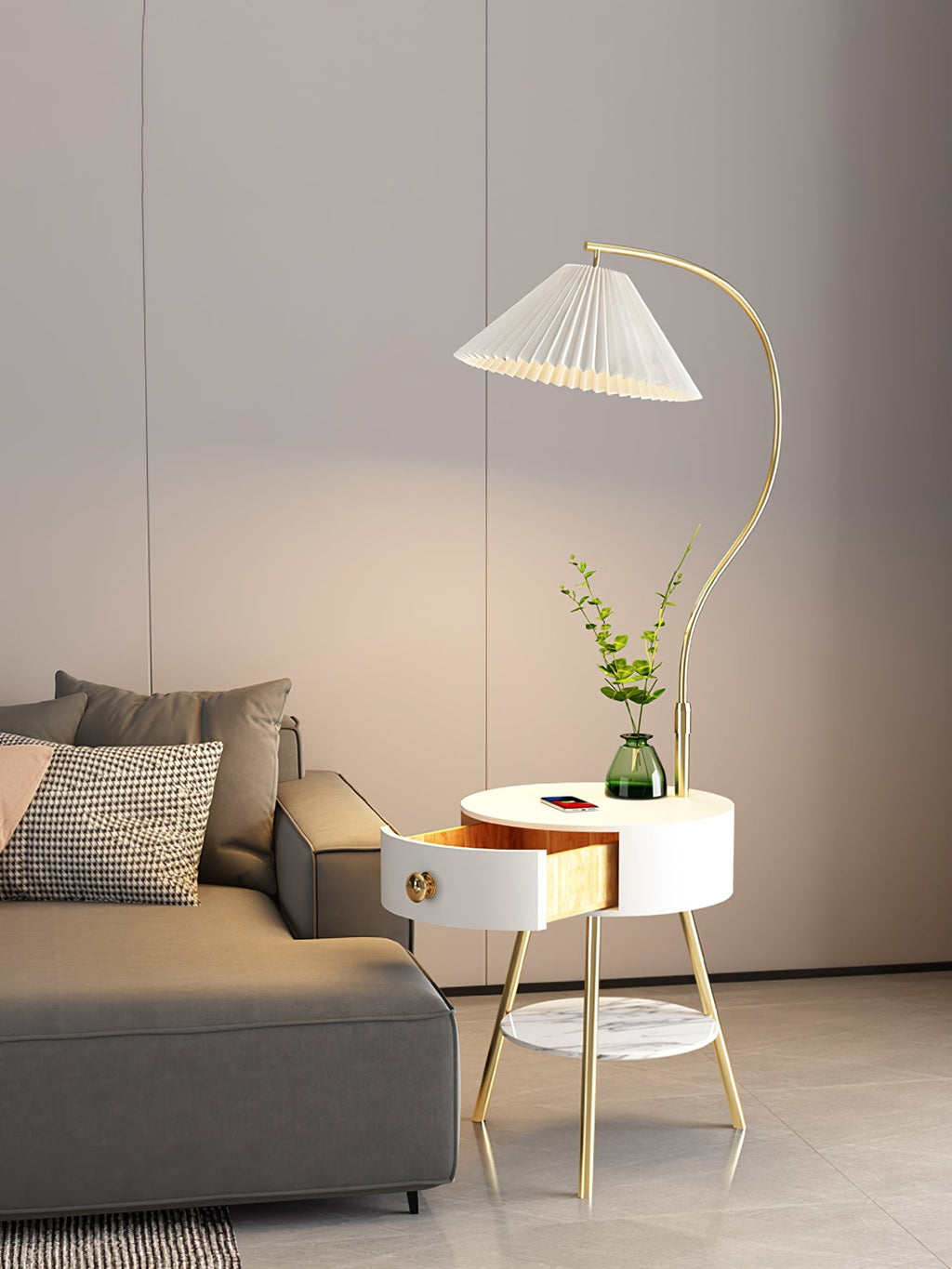 Pleated Nightstand Reading Lamp Standing Light, Bedside Table Lamp, detail 15