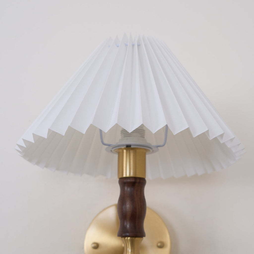 Pleated Walnut Lamp bracket Wall Light, Hardwired Wall Sconce, detail 39